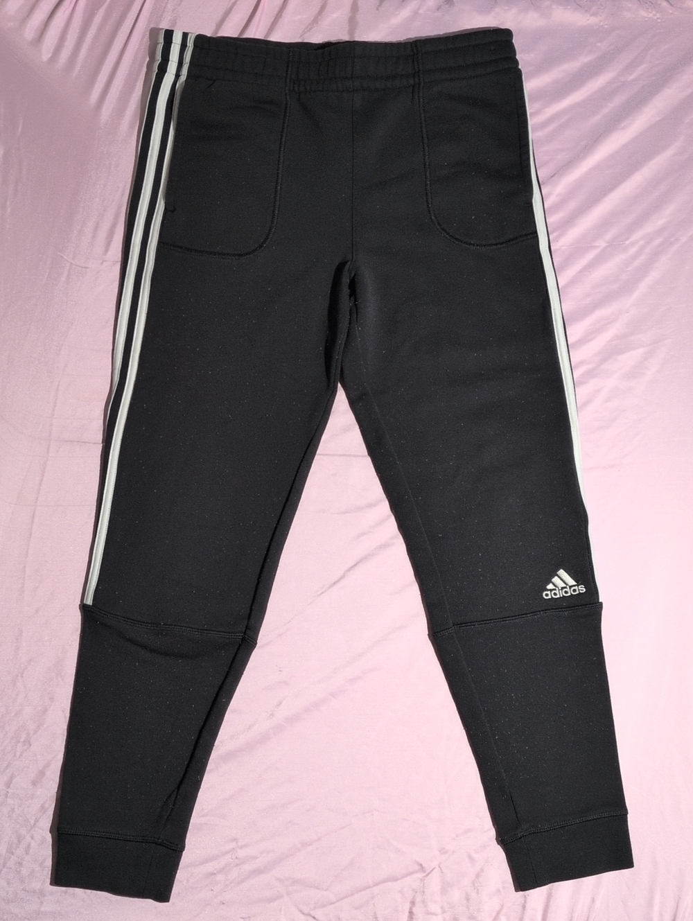 🔥 Adidas Future Icon Black Tapered Joggers Girls Size L 14/16 ✨ VERY COMFY!